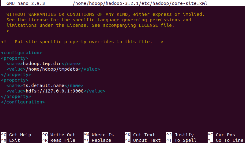 The content that needs to be added to the core-site.xml file for your Hadoop setup.