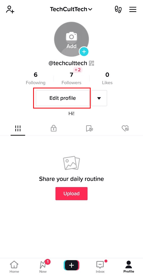 Tap on Edit profile | How to Change Your TikTok Username