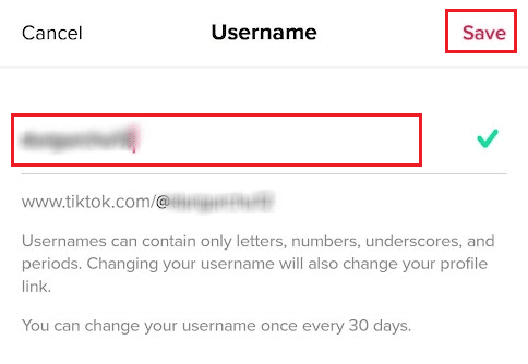 Enter your new username and tap on Save