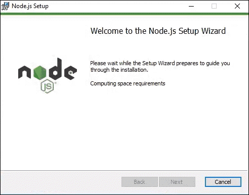 Node.js installation wizard