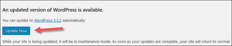 Updating WordPress to fix php error