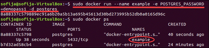 A single command for deploying Postgres in a Docker container.