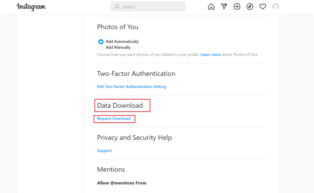 Click on Request Download
