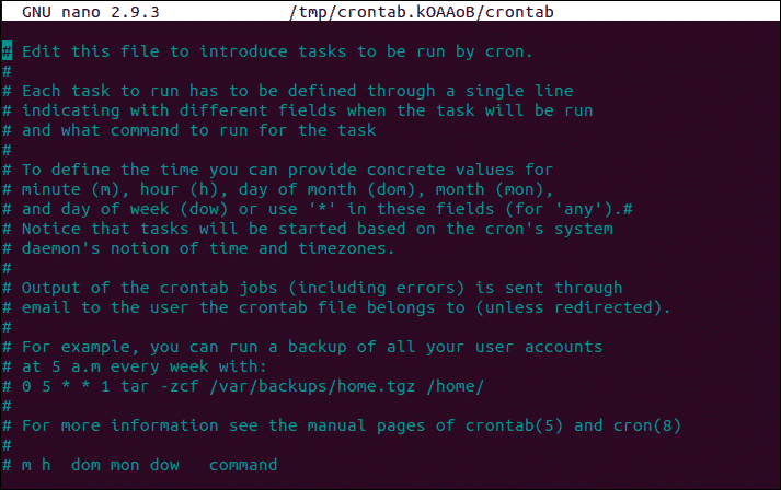 cronjob configuration file to set up cron job