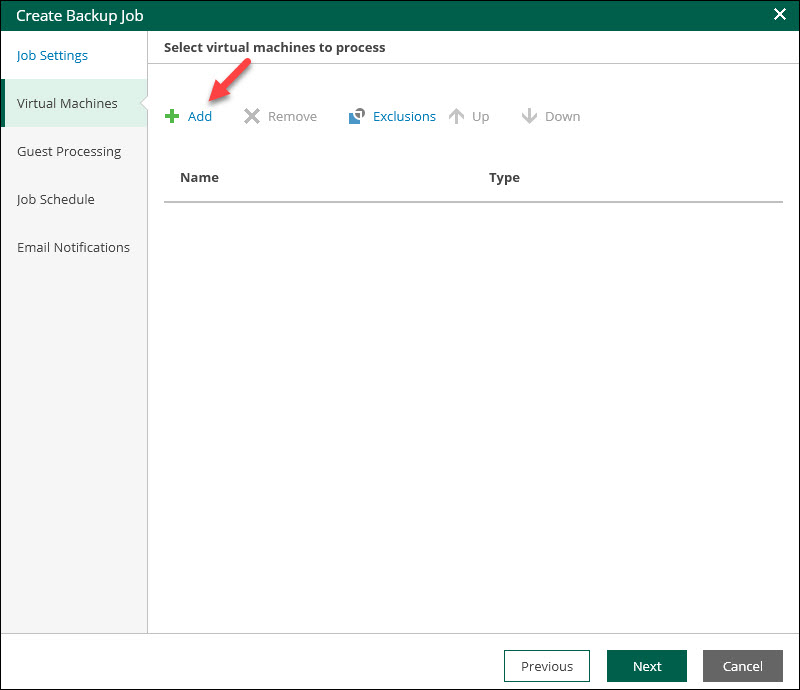 Veeam self-service portal interface add vm or vapp