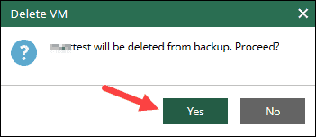 veeam self-service portal interface delete vm prompt