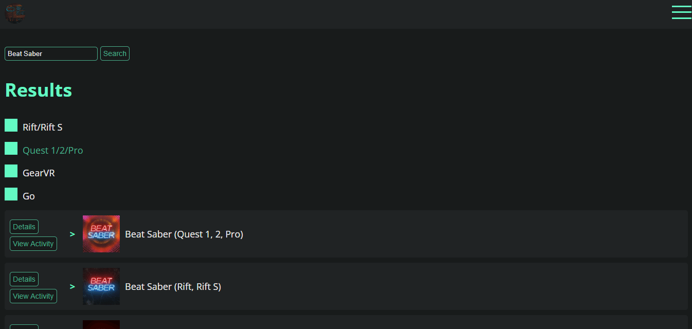 oculus app versions github page search beat saber