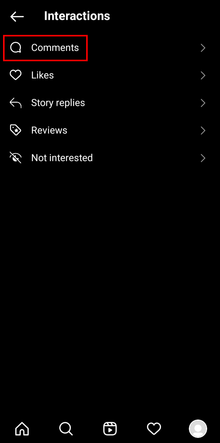 Tap on the Comments option.