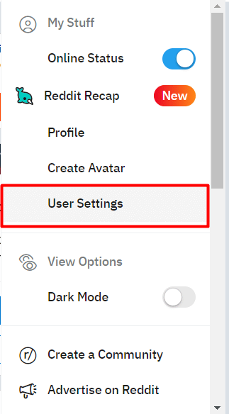 choose user settings 