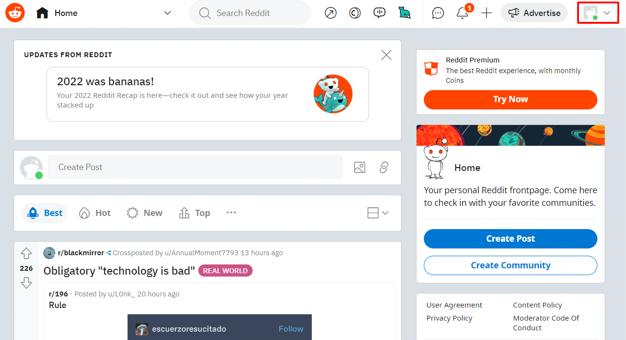 click on the profile icon 
