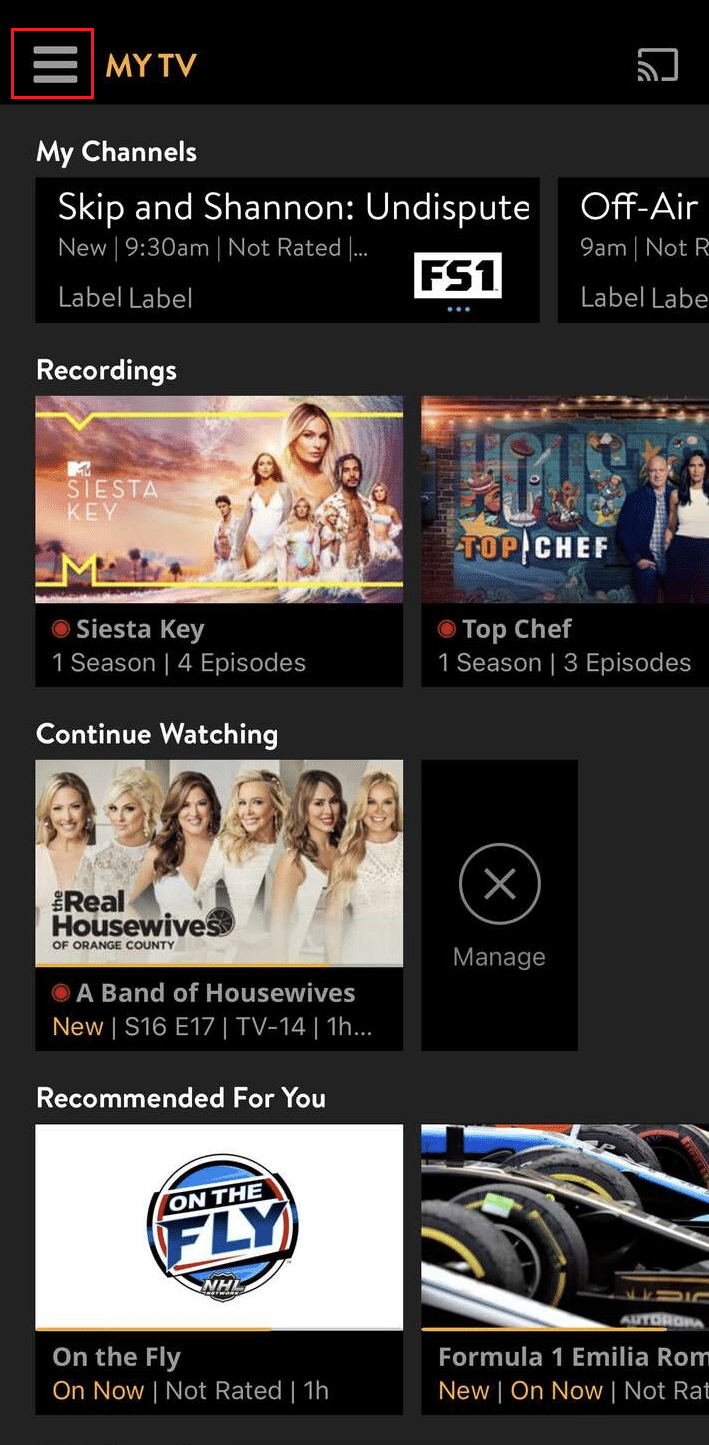 Tap on the hamburger icon from the top right corner
