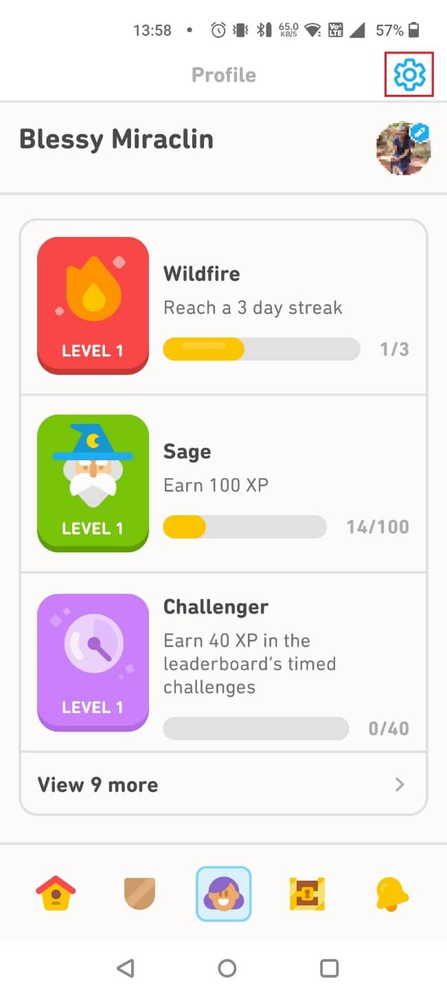 Tap on the gear icon at the top right corner of the screen