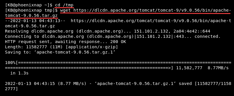 wget apache tomcat 9 download terminal
