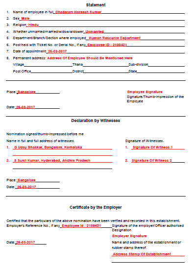 how to fill gratuity form f