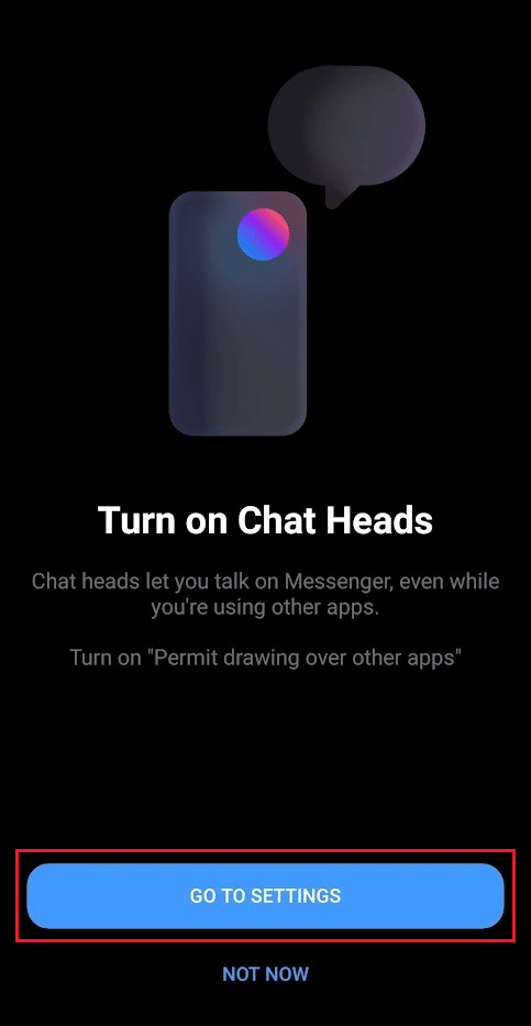 tap on GO TO SETTINGS