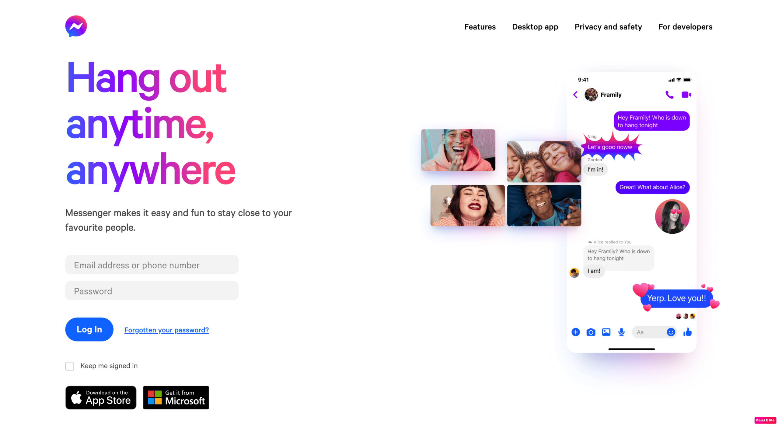 facebook messenger homepage