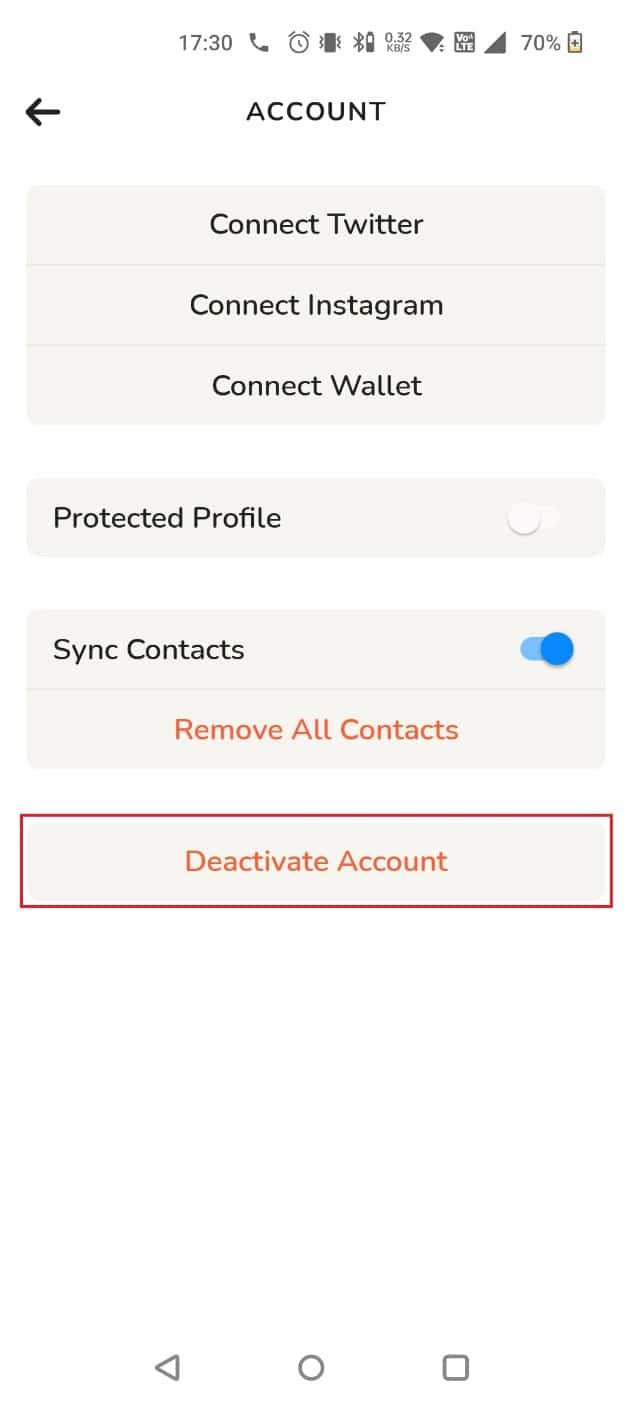Tap on Deactivate Account