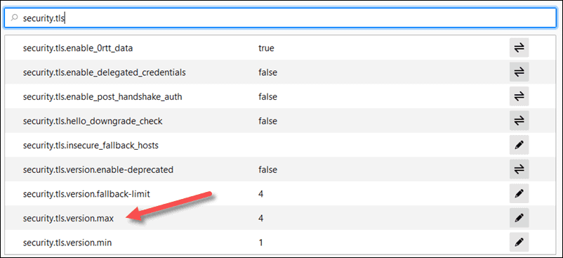 Checking TLS security settings in Firefox to fix the ERR_SSL_VERSION_OR_CIPHER_MISMATCH error.