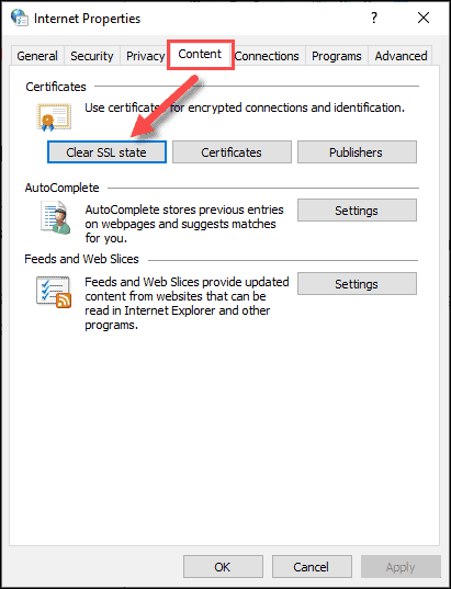 Clearing the SSL state to fix ERR_SSL_VERSION_OR_CIPHER_MISMATCH error.