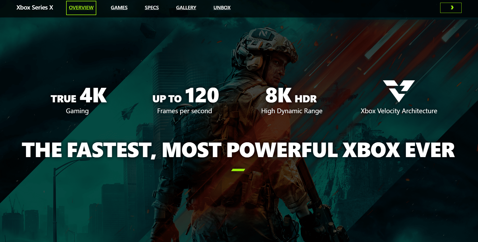 xbox series x webpage 