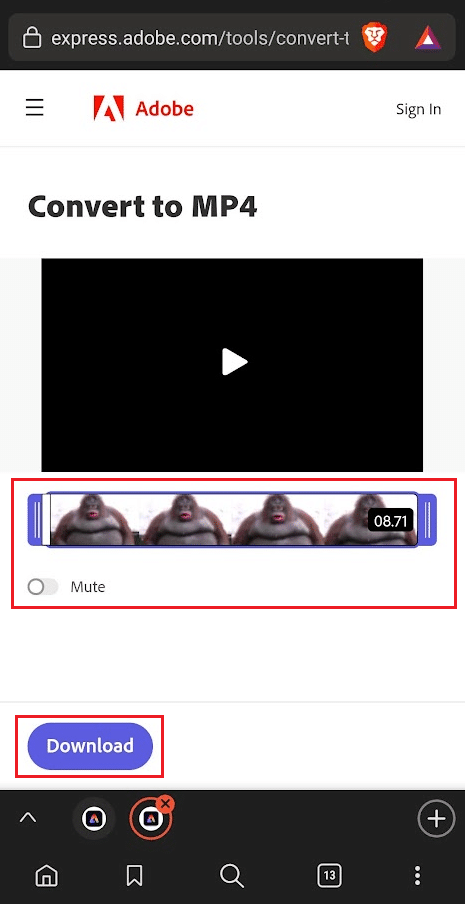 Edit the video as required and tap on Download to get the MP4 file of the selected GIF