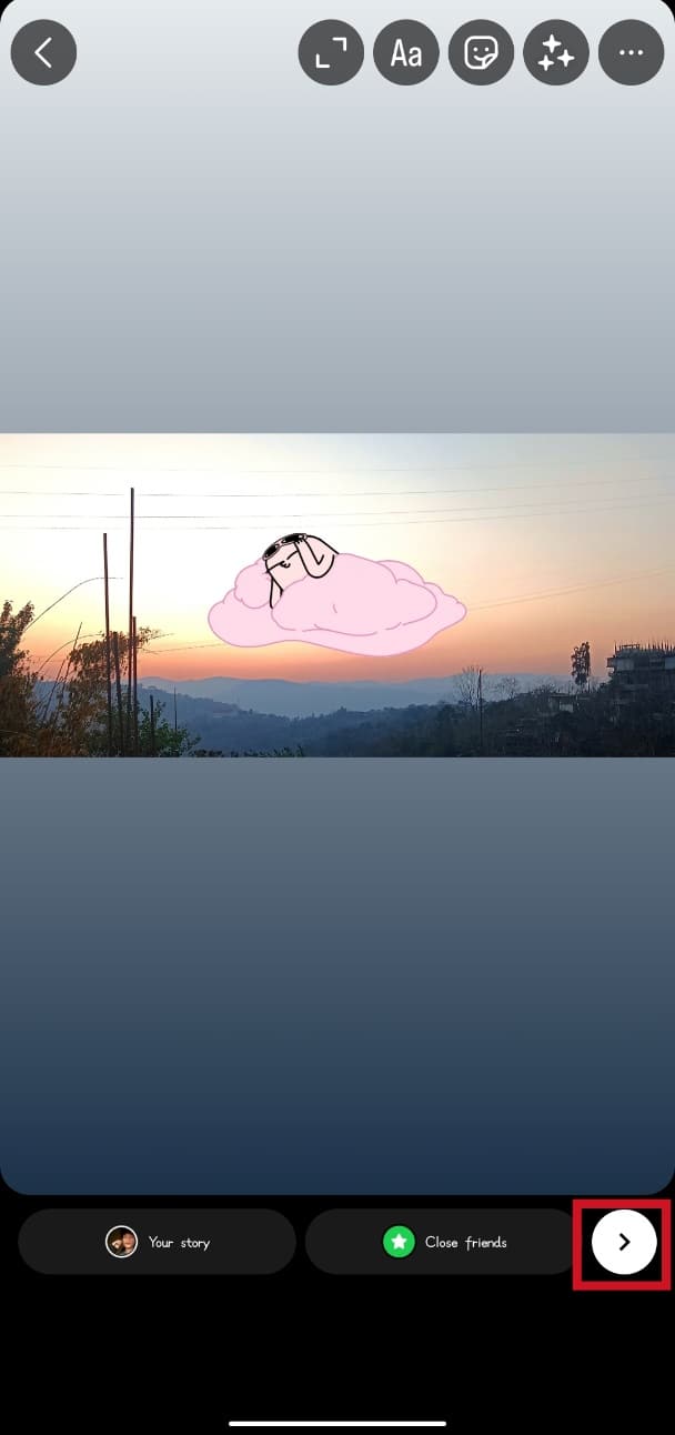 Tap the Send button at the bottom right corner of the screen | how to add your own GIF to Instagram story Android