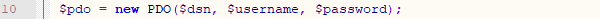 example of username and password new pdo