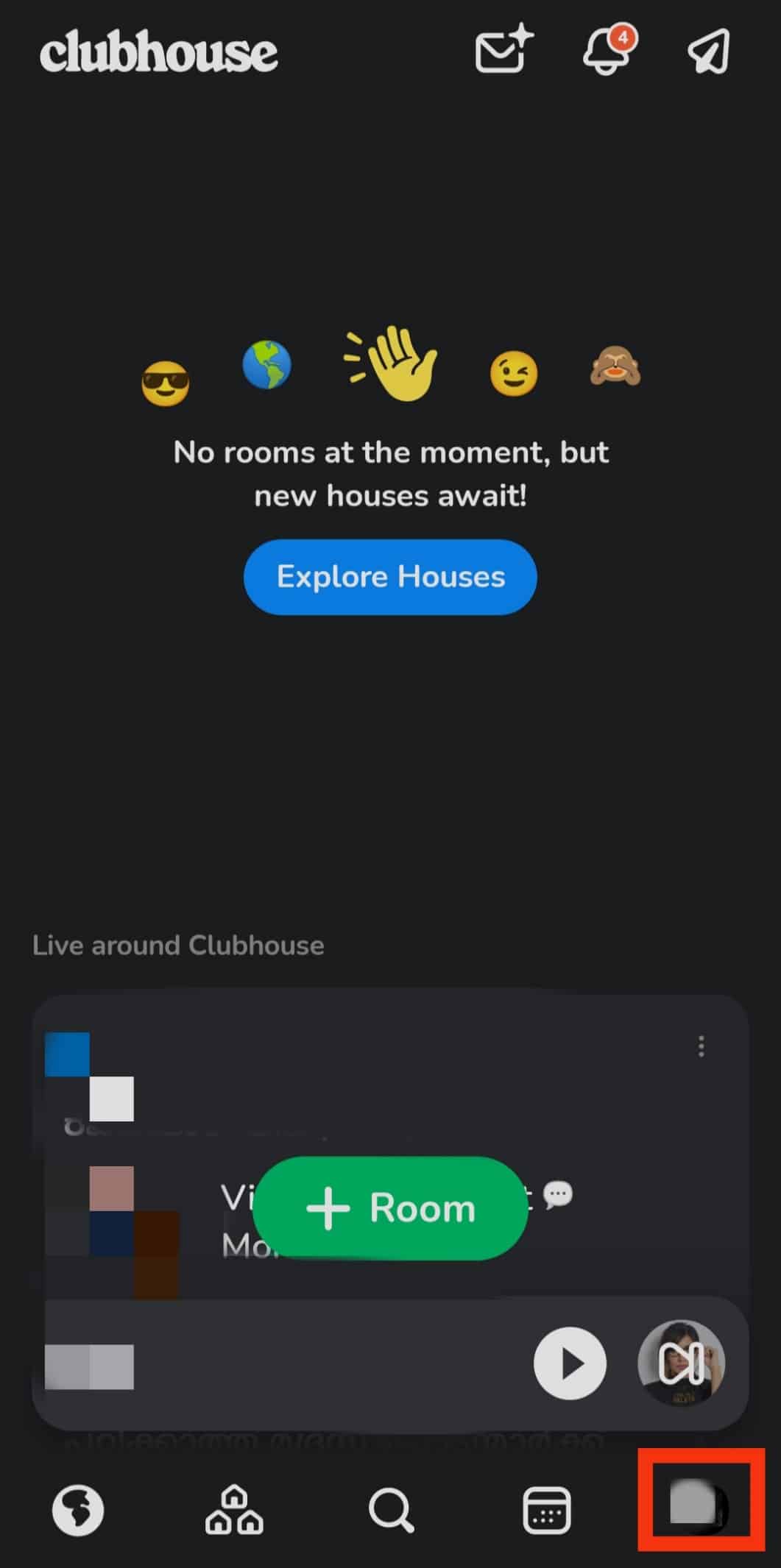 Tap your profile photo icon in the bottom-right corner. 