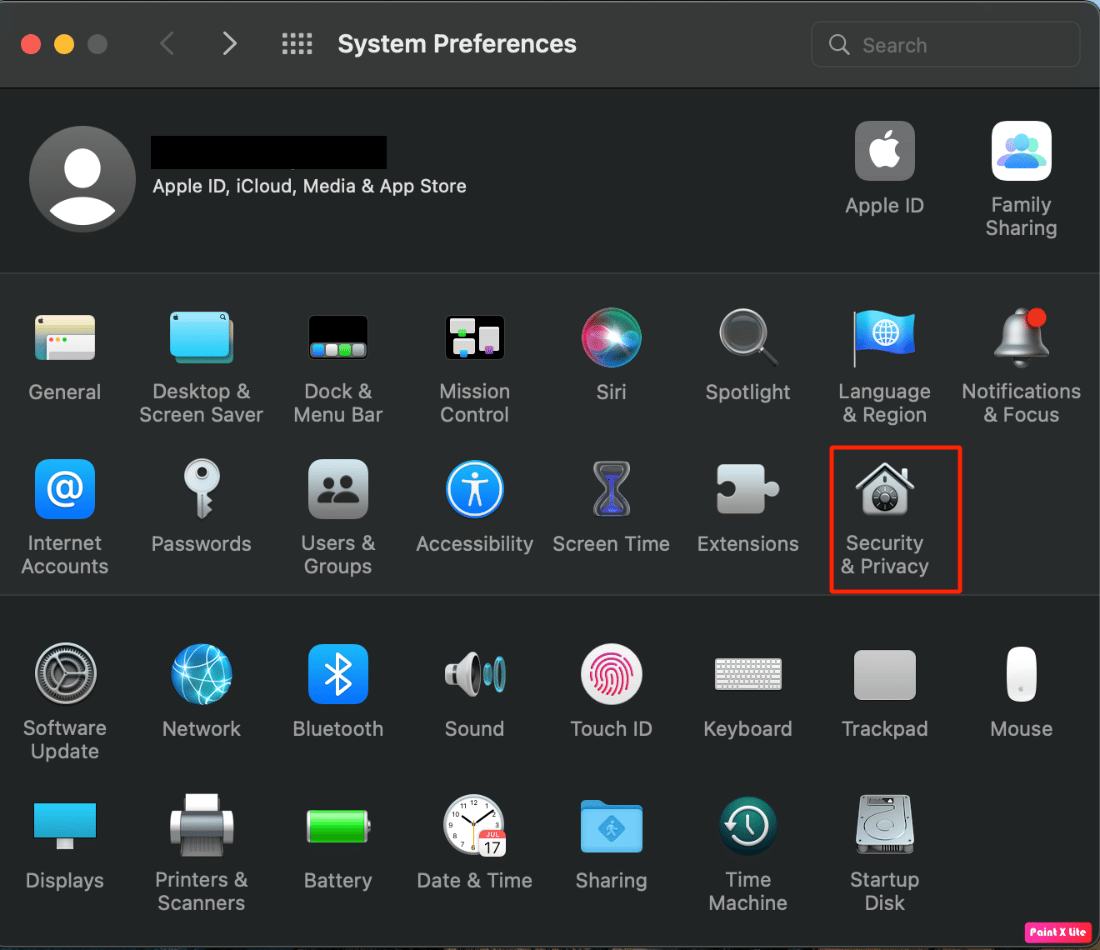 choose security and privacy option