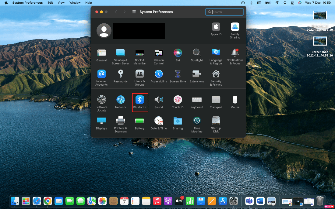 click on bluetooth option | AirPods mic not working on Zoom on Mac
