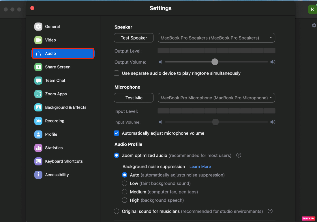 click on audio option | AirPods mic not working on Zoom on Mac
