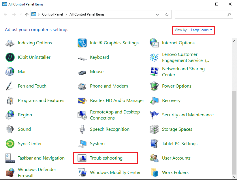 Click the Troubleshooting icon from the given list