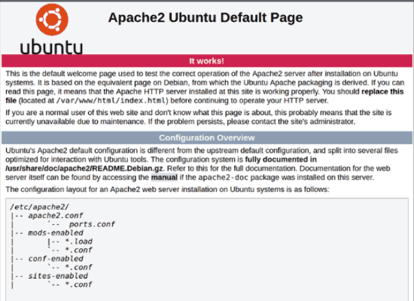 apache2 the default welcome page on ubuntu