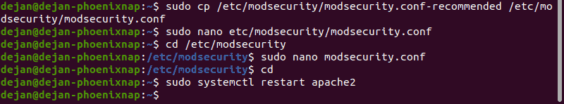 Restart Apache to load the updated configuration file.