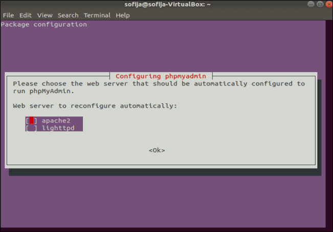 package confirmation of apache2