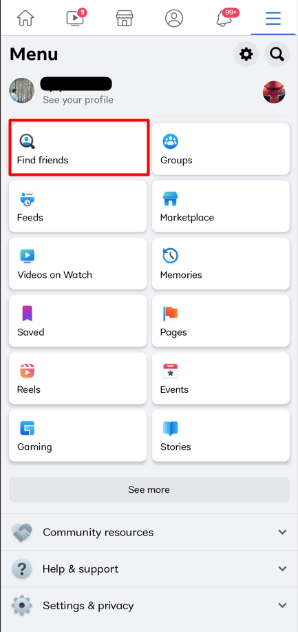 Then select Find Friends, and all of the friend requests you have received so far will be shown