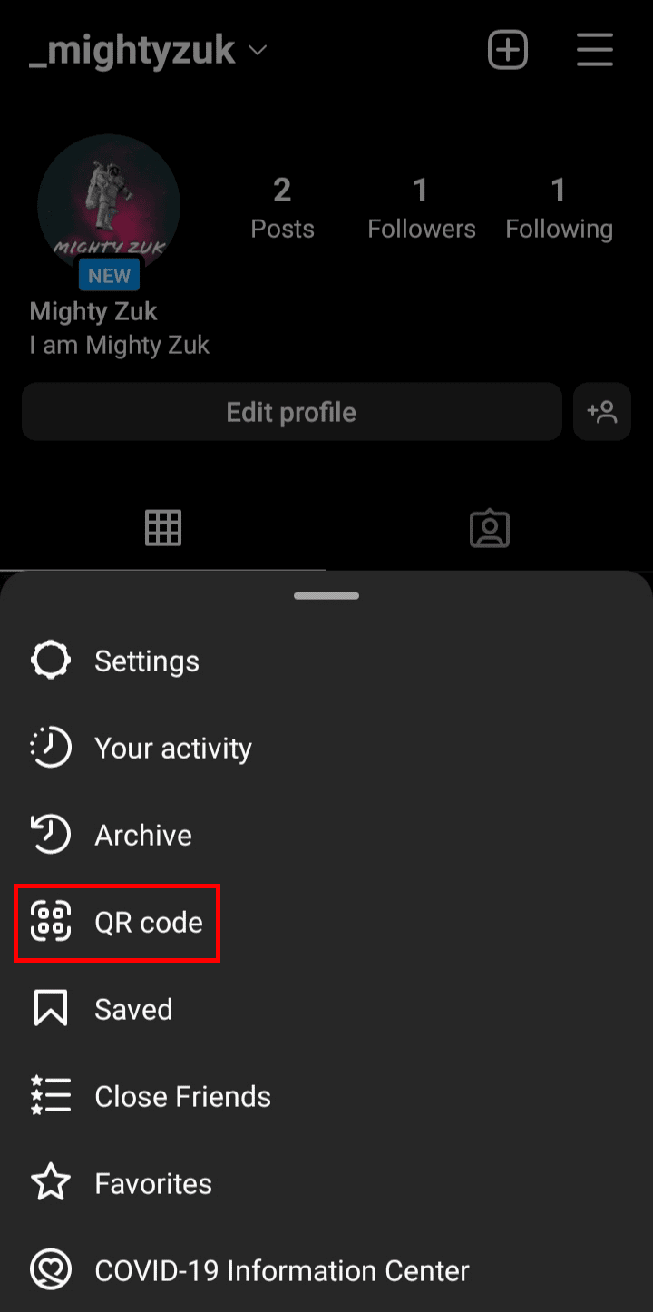 Tap the QR code option.