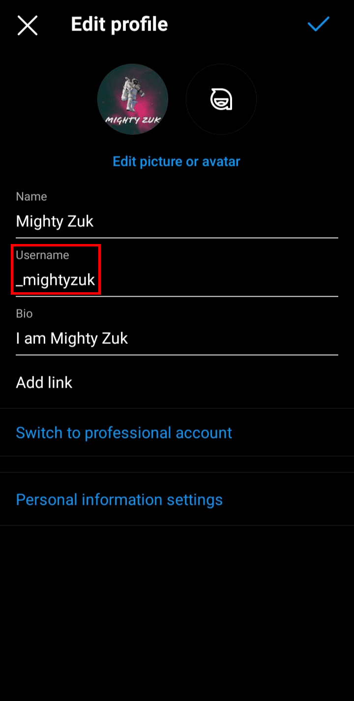 Tap on the username field.