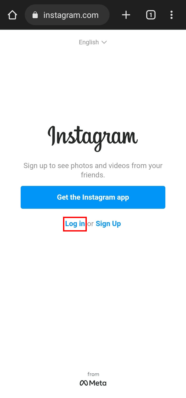 Tap on the Log in option.