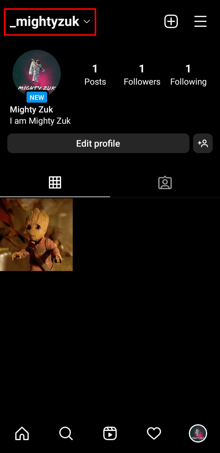 Tap on the username at the top left corner of the screen. | How to Copy Your Instagram Profile Link from App