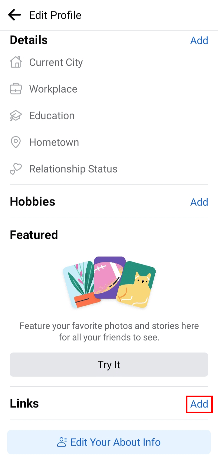 Scroll down to the bottom and tap on Add option beside Links. | How to Copy Your Instagram Profile Link from App
