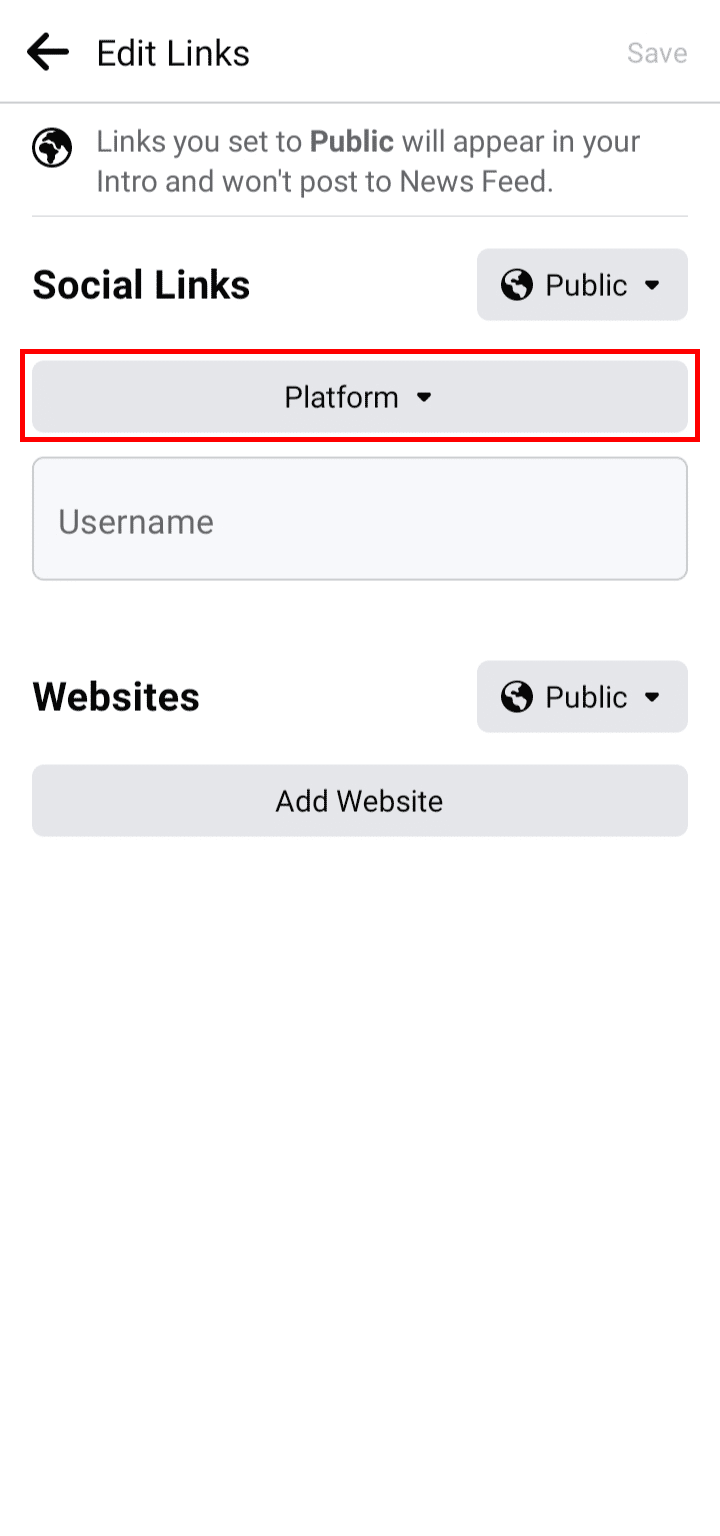 Tap on Platform and select Instagram.