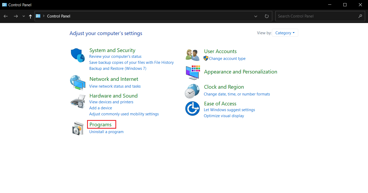 click on Programs. Fix Discord Installation Error