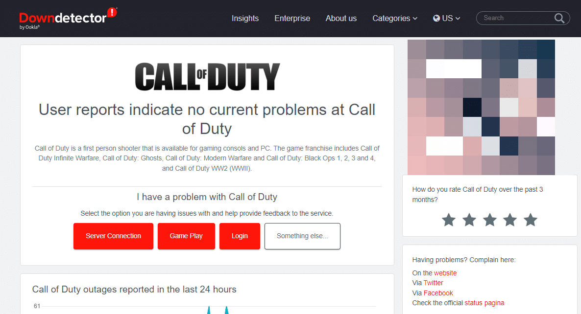 Call of Duty downdetector page