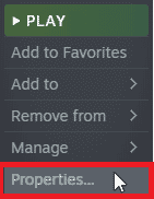 select the Properties… option