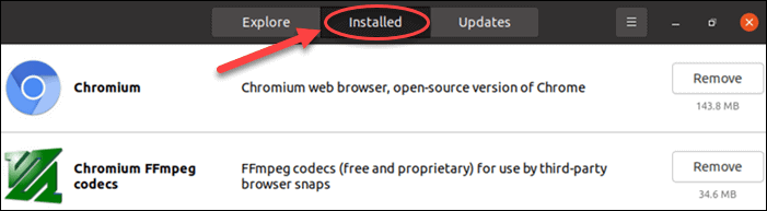 List installed snaps in Snap store.