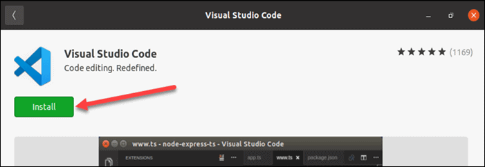 Install a snap from a Snap store app.