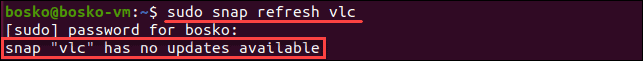 Update a snap in the terminal.