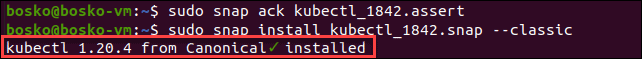 Install downloaded snap.