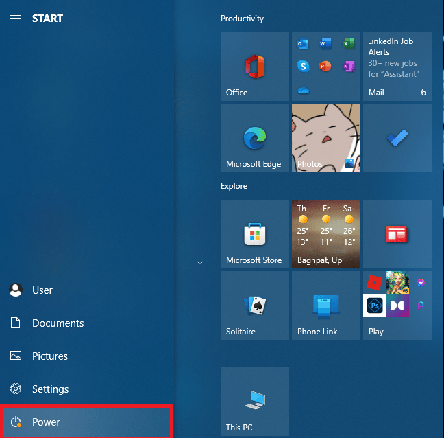 Power icon. Fix NVIDIA Geforce Not Compatible on Windows 10